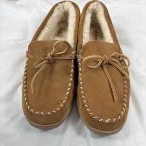 NEW MyPillow MySlipper Mens Moccasin Slippers(Shoes) Size 10 Brown Suede #74015